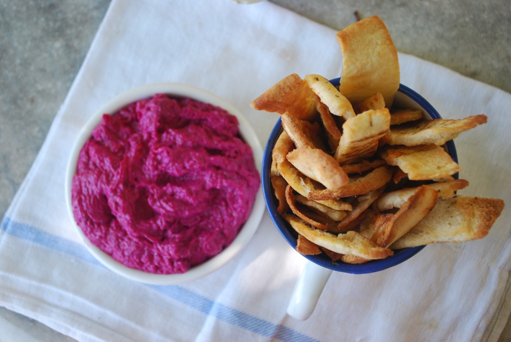Beetroot Tzatziki with Pitta Crisps - Cooking Them Healthy