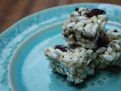 Berry & Chia Seed Rice Crispy Squares