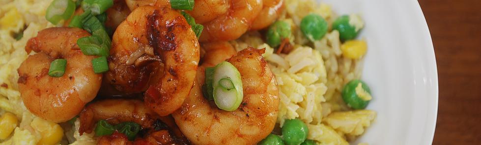 Sesame & Soy Prawns with Egg Fried Rice