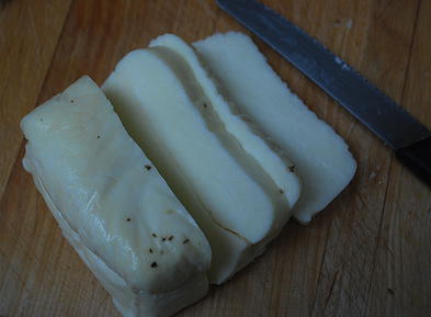 Halloumi Sticks with Harissa Dip - preparation