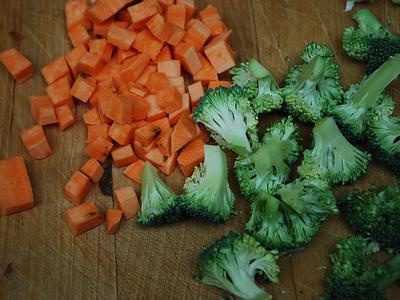 Rice with Sweet Potato & Red Pepper - prep