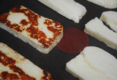 Halloumi Sticks with Harissa Dip - preparation